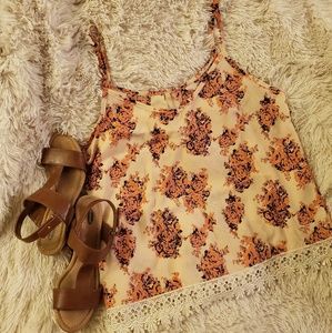 Summer Spaghetti Strapped Flowered Top